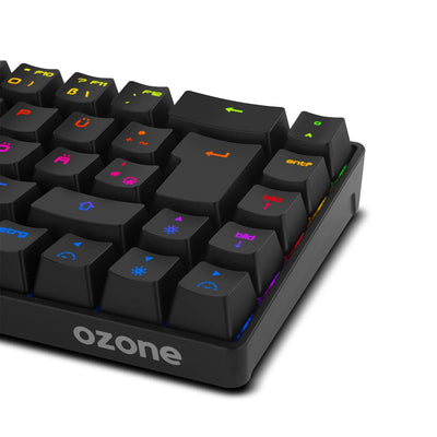 Ozone Gaming Mini Tactical Keyboard -OZTACTICALDE- Mechanische Tastatur ohne Ziffernblock, Bluetooth, Outemu Red Switches, RGB LED Beleuchtung, leise, DE Layout, Schwarz