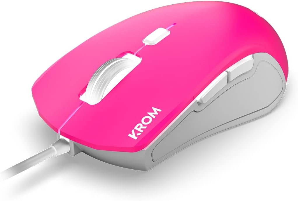 KROM Maus und -Mausunterlage Barbie Edition Kandy - Weiße LED-Membrantastatur, Maus optischem Sensor 6400 DPI, Mause-Matte hat eine Gummibasis, Italienisch Layout, pink