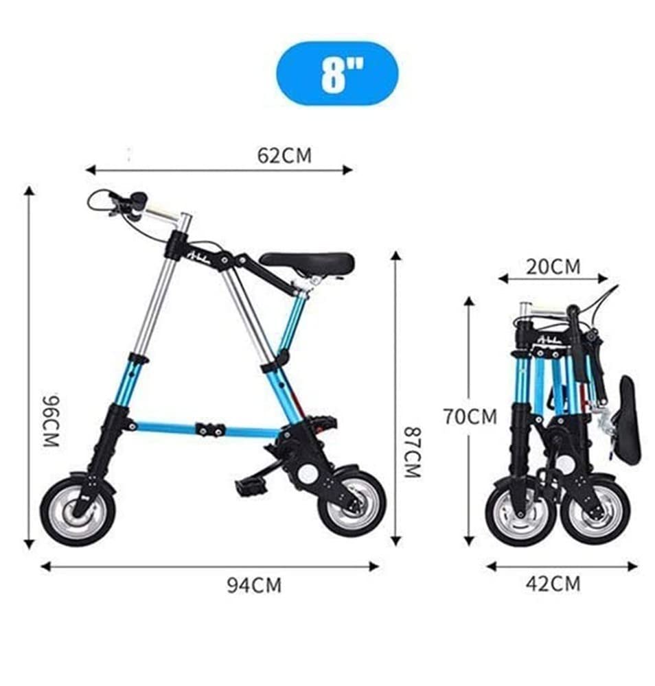 Kcolic 8 Zoll Mini Klappfahrrad Ultraleichtes tragbares Klappfahrrad für Erwachsene Studenten Klappbarer Fahrradträger für Outdoor-Sportarten Radfahren Reisen D,8inch