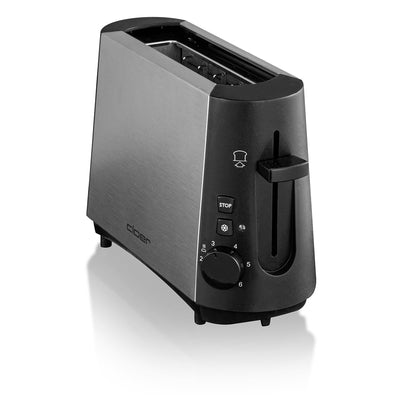 Cloer 3890 Single-Toaster, Minitoaster für 1 Toastscheibe, 600 W, "Auftau-Funktion", Krümelschublade, Nachhebevorrichtung, mattiertes wärmeisoliertes Edelstahlgehäuse