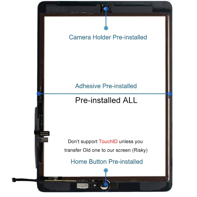 JPUNG Digitizer für iPad 9 Display Touchscreen 10.2'' 2021,für 9. Gen A2602 A2603 A2604 A2605 Ersatz Bildschirm,mit Home-Button+Videoanleitung,Toolset