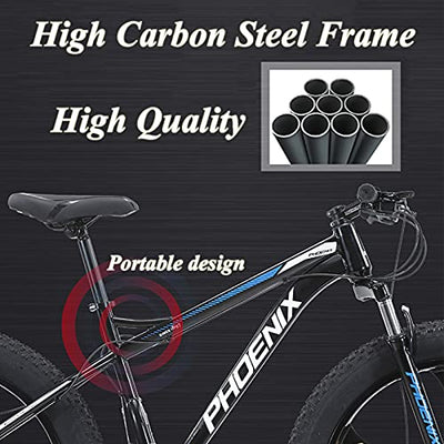 Wmmner Mountainbike für Erwachsene, 24-Zoll-Räder, Herren, Stahlrahmen für Damen, Mountainbikes mit fettigen Reifen, Mountainbike mit hartem Schaft, mechanische Scheibenbremsen, Grau, 27 Gänge