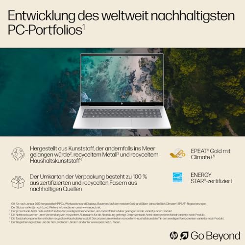 HP Envy Laptop | 17,3" FHD Touchscreen | Intel Core Ultra 7 155H | 16 GB DDR4 RAM (2X 8 GB) | 1 TB SSD | Intel Arc Graphics | Windows 11 Home | Copilot+ Key | QWERTZ Tastatur | Silber