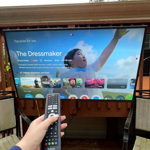 SYLVOX 65" Outdoor Fernseher, 120Hz| 4K Ultra HD | HDR 10 | Dolby Atmos | Google Outdoor TV, WiFi 5G & HDMI 2.1 Wetterfest und IP55 Wasserdicht TV, 1000 Nits Smart Fernseher für Gaming (Modell 2025)