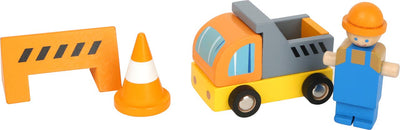 small foot Baukran mit Baustellenzubehör aus Holz, Spiel-Set für Kinder ab 3 Jahren, 12007