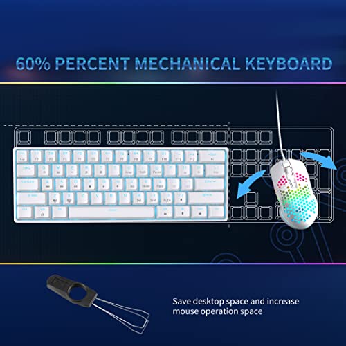 Dierya DK61se Gaming Tastatur,60% Prozent Mechanische Tastatur mit Red Linear Switch,Ultra-Compact Mini 61 Tasten Anti-Ghosting,Typ-C-Datenkabel,US Layout für PC Windows Gamer Typist,Weiß