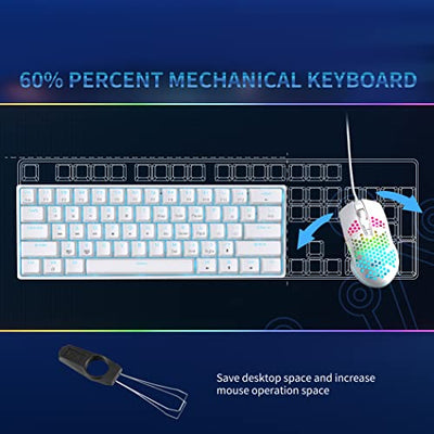 Dierya DK61se Gaming Tastatur,60% Prozent Mechanische Tastatur mit Red Linear Switch,Ultra-Compact Mini 61 Tasten Anti-Ghosting,Typ-C-Datenkabel,US Layout für PC Windows Gamer Typist,Weiß