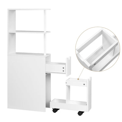EUGAD Nischenschrank Badezimmer, mit Schublade auf Rollen, offenen Ablagen, Badschrank Badezimmerschrank schmal, Seitenschrank Küchenschrank Mehrzweckschrank, Weiß, 19x113x45 cm (BxHxT)