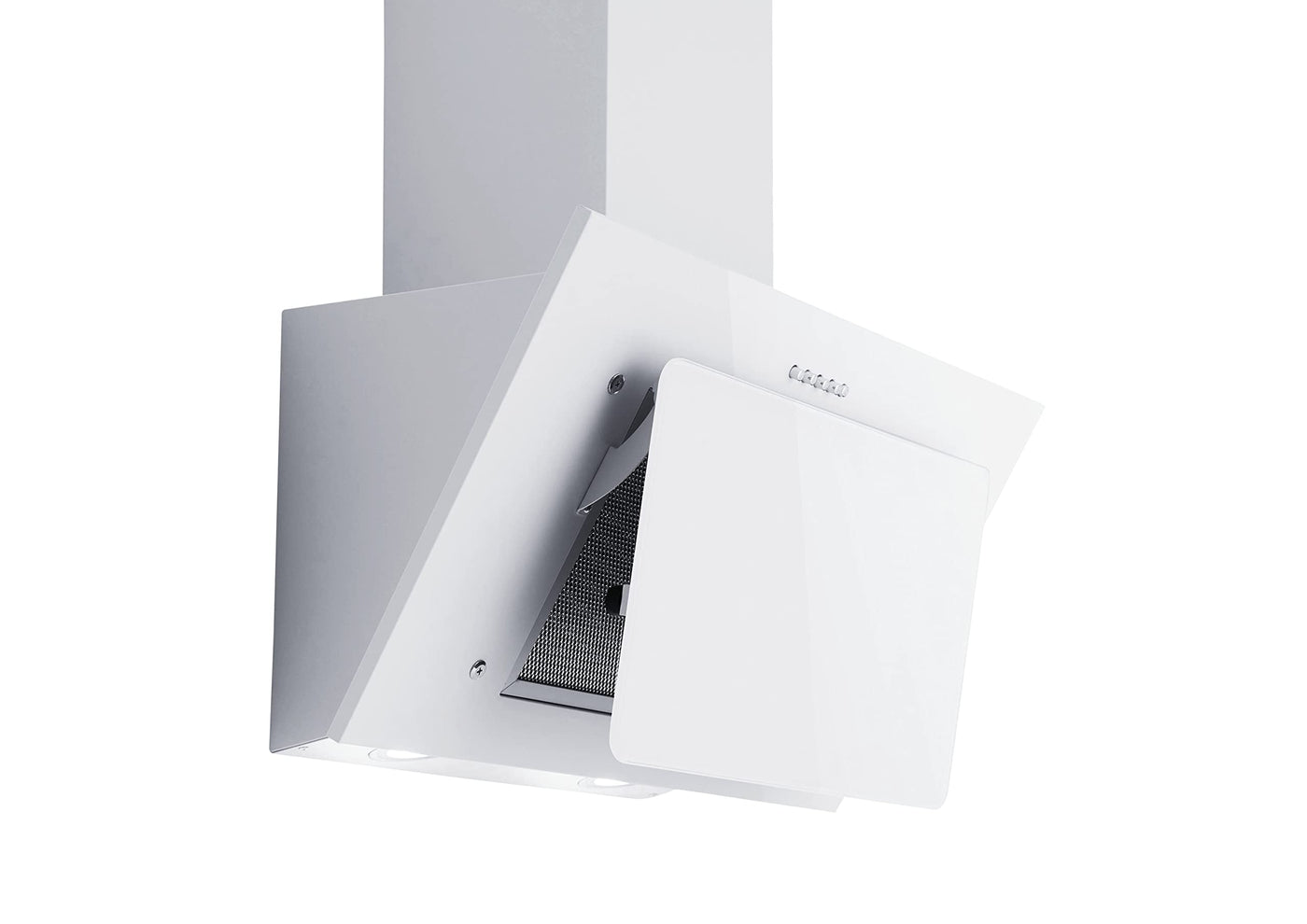 Respekta Dunstabzugshaube kopffrei/Dunstabzugshaube schräg 60 cm/Metallgehäuse mit Glasschirm in Weiß/Abluft - und Umluftfunktion / CH33060WB / B / 51 – 63,5 dB
