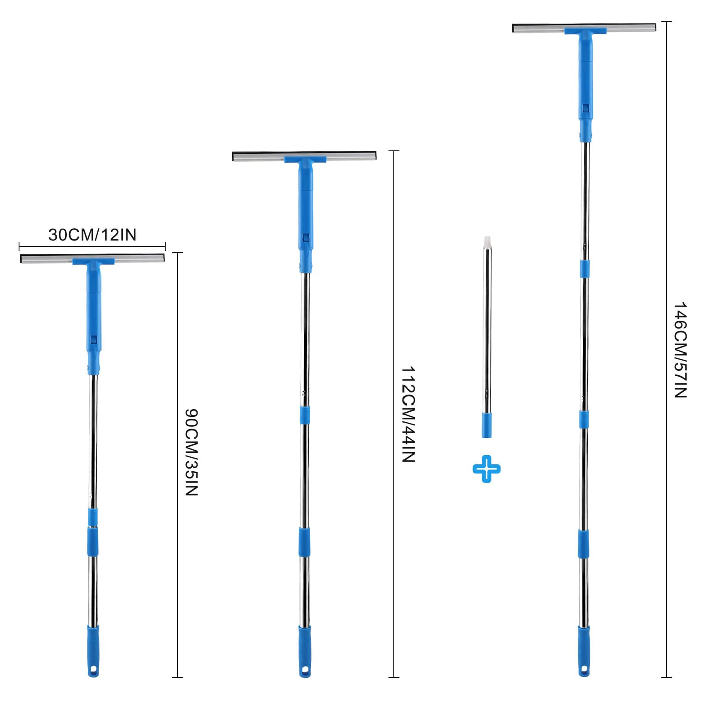 Mitclear Fensterreiniger mit Teleskopstiel (146cm), Professioneller Fensterwischer mit Silikonabzieher & Mikrofaserschrubber, Fensterreinigungsset für Bad, Dusche, Glas, Spiegel, Auto