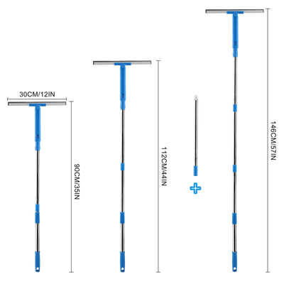 Mitclear Fensterreiniger mit Teleskopstiel (146cm), Professioneller Fensterwischer mit Silikonabzieher & Mikrofaserschrubber, Fensterreinigungsset für Bad, Dusche, Glas, Spiegel, Auto