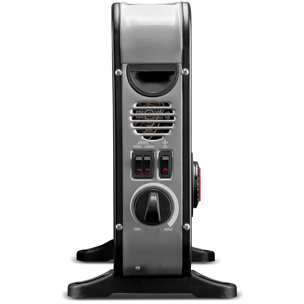 TROTEC Heizkörper elektro TCH 25 E – Heizleistung 750 W / 1250 W / 2000 W – Konvektor mobil, schwarz