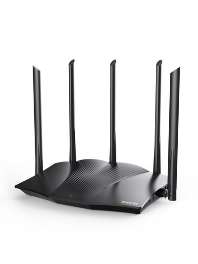 Tenda RX12 Pro Wi-Fi 6 WLAN Router(AX3000 Dualband 5GHz: 2402Mbps+2,4 GHz: 574Mbps)5*6dBi High-Gain-Antennen, Gigabit-LAN/WAN-Port, WPA3, MU-MIMO+OFDMA,WiFi+Mesh, VPN, APP, keine DSL-Funktion, Schwarz