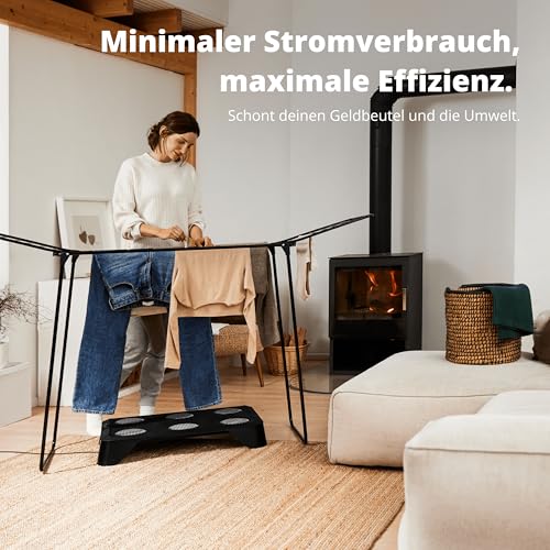 HEYDRY Wäschetrockner Wäscheständer - Made in Germany - schneller trockene Wäsche - platzsparend energiesparend klein - für jede Wäsche - Trockner Ventilator Lüfter - weiß