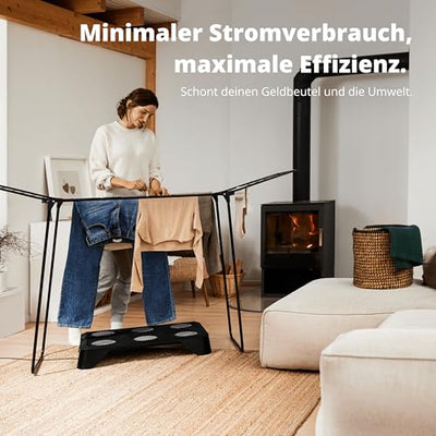 HEYDRY Wäschetrockner Wäscheständer - Made in Germany - schneller trockene Wäsche - platzsparend energiesparend klein - für jede Wäsche - Trockner Ventilator Lüfter - weiß