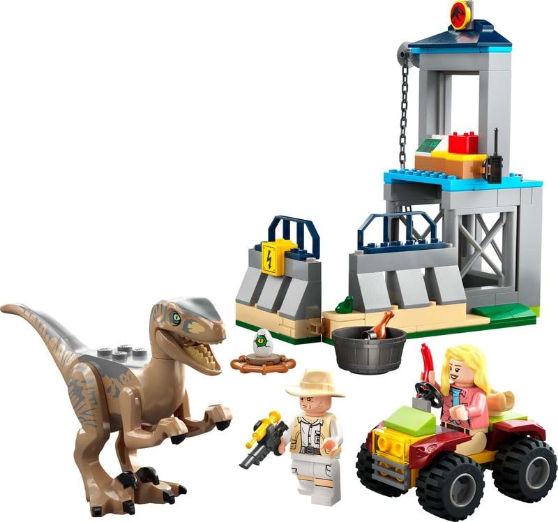 LEGO 76957 Jurassic Park Flucht des Velociraptors, Dinosaurierspielzeug und Buggy-Auto zum Sammeln für Kinder ab 5 Jahren