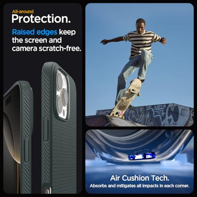Spigen für iPhone 16 Pro Hülle [rutschfest] Liquid Air Case Handyhülle Schutzhülle Cover Dünn Slim -Abyss Green