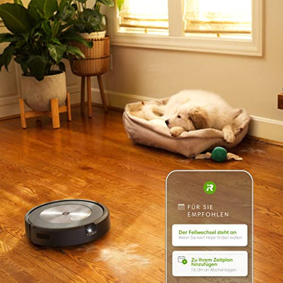 iRobot® Roomba® j7+ WLAN-fähiger Saugroboter mit automatischer Absaugstation, Kartierung und Zwei Gummibürsten für alle Böden -Objekterkennung und -vermeidung - Lernt und kartiert