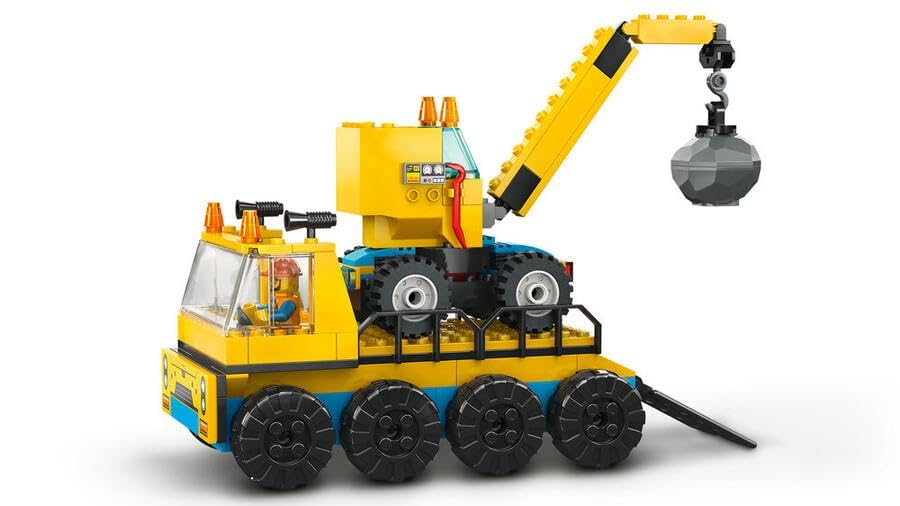 LEGO 60391 City Baufahrzeuge und Kran mit Abrissbirne, Spielzeug mit Bagger, Kipper und Transportfahrzeugen, Lernspielzeug für Kleinkinder ab 4 Jahren