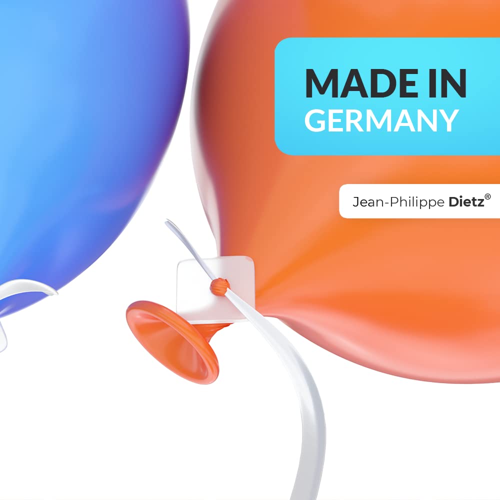 100 Ballonverschlüsse Helium mit Polyband weiss | Made in Germany | Ballonband mit Schnellverschluss | Ballonverschluss Ballonbänder | Jean-Philippe Dietz® Luftballonverschlüsse