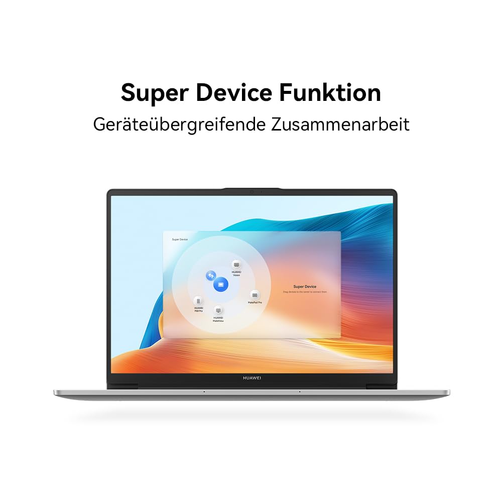 HUAWEI MateBook D 14 Laptop, i5-12450H, 12th Gen Intel Core i5 Prozessor, FullView Eye Comfort Display, 16 GB RAM, 512 GB SSD, 14 Zoll Laptop, Windows 11 Home, Deutsche Version, Space Gray