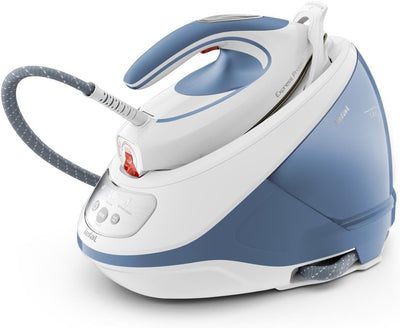 Tefal Dampfbügelstation Express Protect SV9202|7,5 bar|Dampfstoß:520 g/Min.|Dauerdampfmenge:130 g/Min.|Anti-Kalk-Kollektor|Durilium AirGlide Autoclean-Bügelsohle|2600w|1.8L|39.8x24.3x29.4cm|Weiß/Blau