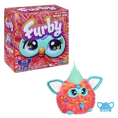 Furby Coral Interaktives Plüschtier – Spricht Deutsch, reagiert auf Stimme, tanzt & leuchtet – 5 Spielmodi, 600+ Reaktionen – Mit Zubehör – Elektronisches Spielzeug ab 6 Jahren