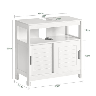 SoBuy FRG128-W Waschbeckenunterschrank Badmöbel Badschrank mit Fußpolster Unterschrank Waschtisch weiß BHT ca.: 60x61x30cm