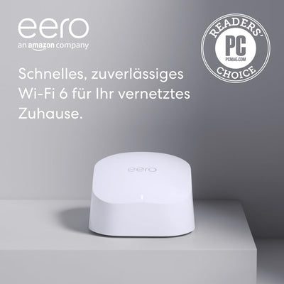 Amazon eero 6 Mesh-WLAN-Router | 900-Mbit/s-Ethernet | Bis zu 140 m² Abdeckung | Für Verbindungen mit über 75 Geräten | Einzelpack