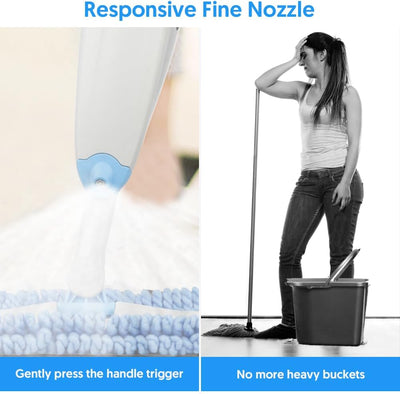 Bodenwischer mit Sprühfunktion, TINA&TONY Wischmopp mit Sprühfunktion mit 435ml Wassertank, Sprühwischer Bodenwischer mit 3 Waschbaren Mikrofaser Pads, Blau Wischer Boden Spray Mop für Laminat