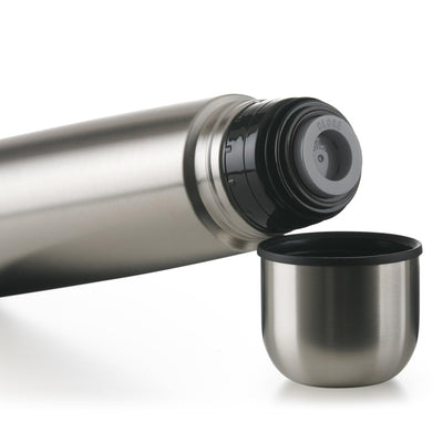 Blumtal® Thermosflasche 1L - BPA-freie Thermoskanne für warm&kalt - auslaufsichere Isolierflasche 1L aus Edelstahl rostfrei - Thermosflasche mit Becher - Thermoflasche - Stainless Steel - Silber