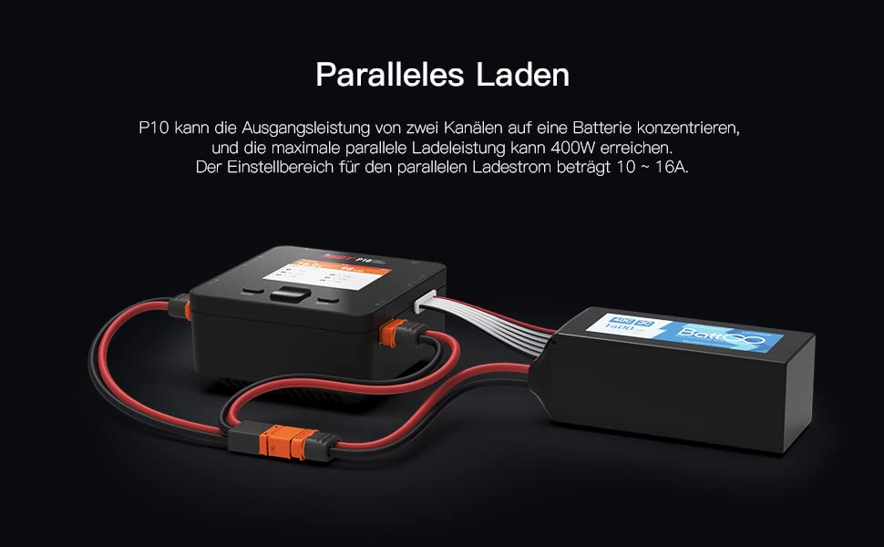 ISDT P10 LiPo-Akku-Balance-Ladegerät Duo 250 W x 2 400 W Zweikanal-Ausgang 1–6 S Li-Ionen-Lebensdauer NiCd NiMH LiHV PB Smart-Akku (Netzteil ist Nicht im Lieferumfang enthalten)