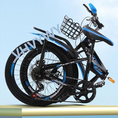 Wmmner 18/20/22/24 Zoll Mountainbike, Folding Bikes With High Carbon Steel Body For Adults Kids, Folding Bike With Shock Absorber Dual Disc Brake/Saphirblau/55,9 cm (22 Zoll)