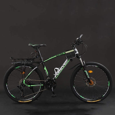 MU Fahrrad, 24 Zoll 21/24/27/30 Geschwindigkeit Mountain Bikes, Hard Tail-Gebirgsfahrrad, Leicht Fahrrad Mit Verstellbarem Sitz, Doppelscheibenbremse,Schwarz Grün,27 Geschwindigkeit