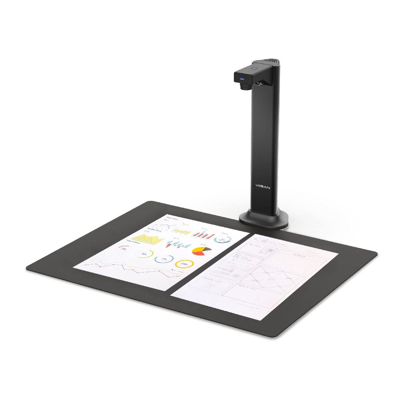 Viisan DL8 Dokumenten- Buchscanner. Max Scanbereich A3. 13MP Auflösung. Buchseiten Glätten & Aufteilen Auto-Scannen.Text-in-Sprache. OCR-Texterkennung. Windows & Mac