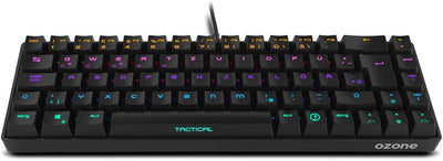 Ozone Gaming Mini Tactical Keyboard -OZTACTICALDE- Mechanische Tastatur ohne Ziffernblock, Bluetooth, Outemu Red Switches, RGB LED Beleuchtung, leise, DE Layout, Schwarz