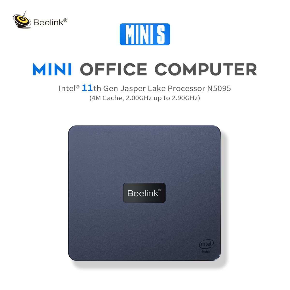 Beelink Mini S Mini-PC W11 Pro, Prozessor der 11. Generation N5095 (max. 2,9 GHz), 8 GB DDR4 + 128 GB SSD, WiFi 5 (802.11 b/g/n/ac), Bluetooth 4.0, Dual HDMI, 4k, USB 3.0