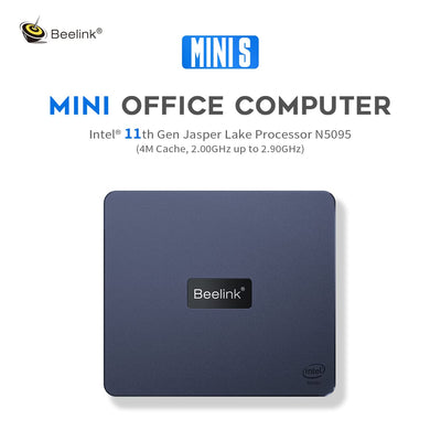 Beelink Mini S Mini-PC W11 Pro, Prozessor der 11. Generation N5095 (max. 2,9 GHz), 8 GB DDR4 + 128 GB SSD, WiFi 5 (802.11 b/g/n/ac), Bluetooth 4.0, Dual HDMI, 4k, USB 3.0