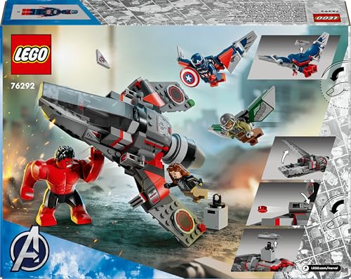 LEGO Marvel Showdown zwischen Captain America und Red Hulk, Geschenk für Kinder, Set mit baubarem Jet, Superhelden Spielzeug für Jungen und Mädchen ab 8 Jahren, Abenteuer Bauspielzeug 76292