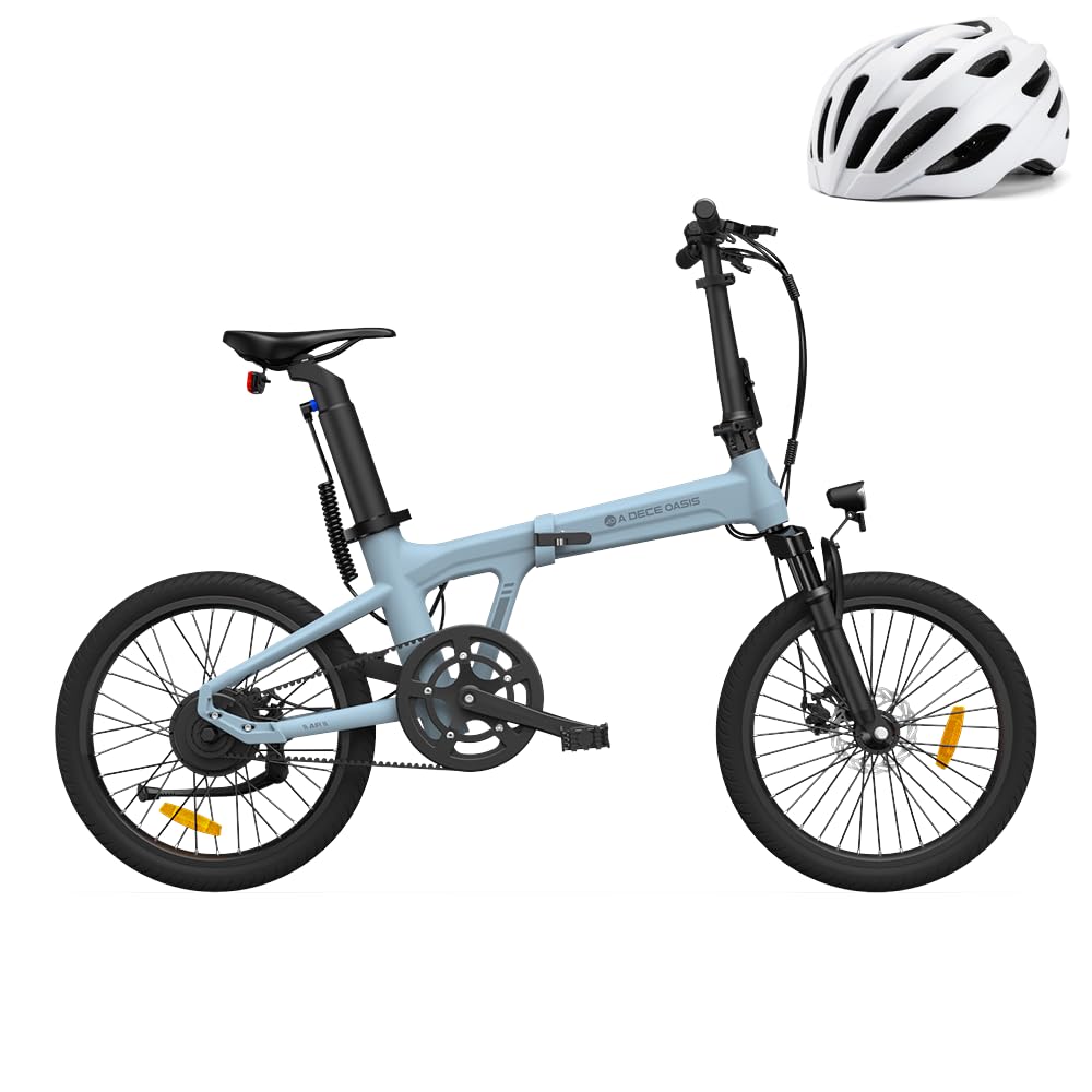 ADO E-Bike Air 20S E-Fahrrad Faltbar, klapprad Riemenantrieb,elektrofahrrad,Citybike,Hintermotor, Helm, ebike Damen/Herren,ADO APP,IPS LCD,StVZO.Blau