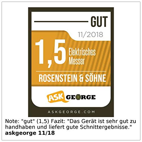 Rosenstein & Söhne Elektrisches Messer: Elektromesser mit 2 Edelstahl-Doppelklingen & Sicherheitssystem, 180 W (Elektrisches Küchenmesser, Elektromesser Gastronomie, Döner)