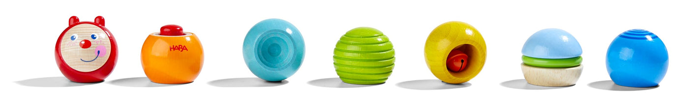 HABA Entdeckerbausteine Raupe - Regenbogen Holzkugeln mit optischen & akustischen Effekten - Made in Germany - Für Kinder ab 1 Jahr - Fördert die Feinmotorik - 2010924001