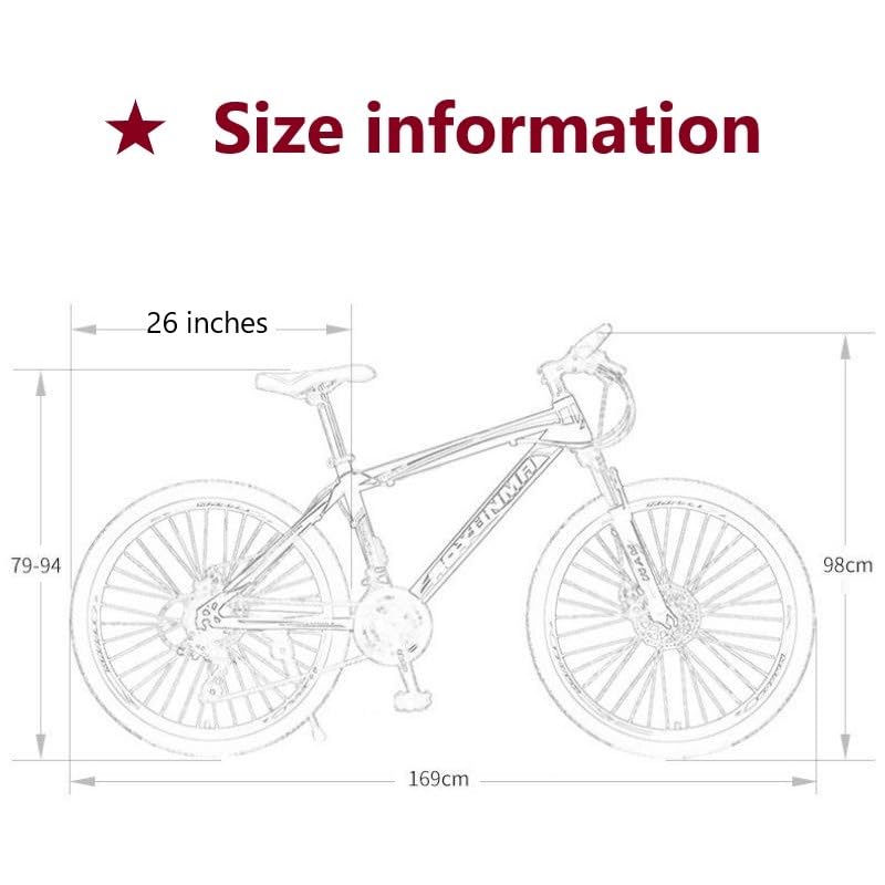 Wmmner 21-Gang-Mountainbike, Erwachsenen-Fahrrad, für Damen und Herren, 700 C, stoßdämpfende Vordergabel, 21-Gang-Variable, Schulfahrrad, Doppelscheibenbremse, Schwarz, Rot, 66 cm, 3 Stück