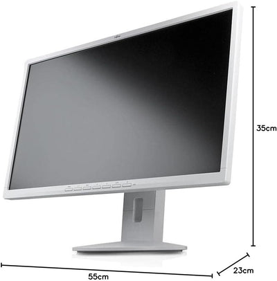 Fujitsu B24-8 T 24 Zoll Business Computer Monitor, Desktop Gaming Monitor, FHD 1080p, (DisplayPort, VGA, DVI, Neigbar, VESA), PC Bildschirm (Generalüberholt), Weiß / Hellgrau