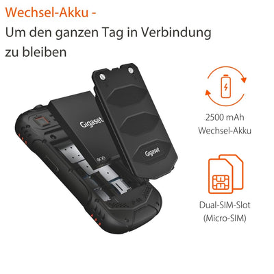 Gigaset GLX8 - Robustes 4G-Outdoor-Tastenhandy – Staub- & wasserdicht IP68 Schutzklasse - Dual SIM - ohne Vertrag - Bluetooth 5.0-2,4 Zoll LCD-Display, Schwarz/Orange