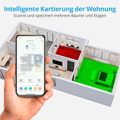 MEDION Saugroboter mit Absaugstation und Wischfunktion X50 SW (Lasernavigation, Starke 8000Pa Saugkraft, 2in1 Roboterstaubsauger, präzise Kartenerstellung, Go & No Go Bereiche, mehrere Etagen)