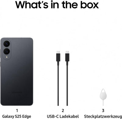 Samsung Galaxy S25 Edge AI Smartphone mit Galaxy AI, Ohne Vertrag, Handy mit Android, 12 GB RAM, 256 GB GB Speicher, 200-MP-Kamera, Titanium JetBlack, 3 Jahre Herstellergarantie [Exklusiv auf Amazon]