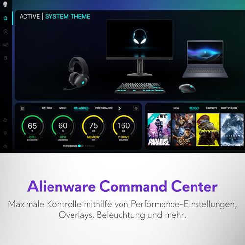 Alienware 16 Aurora Gaming Laptop AC16250 16" WQXGA 120Hz 100% sRGB Display, Intel Core 7 240H Series 2, NVIDIA GeForce RTX 5060, 16GB RAM, 1TB SSD, Windows 11 Home, Weiß beleuchtete QWERTZ-Tastatur