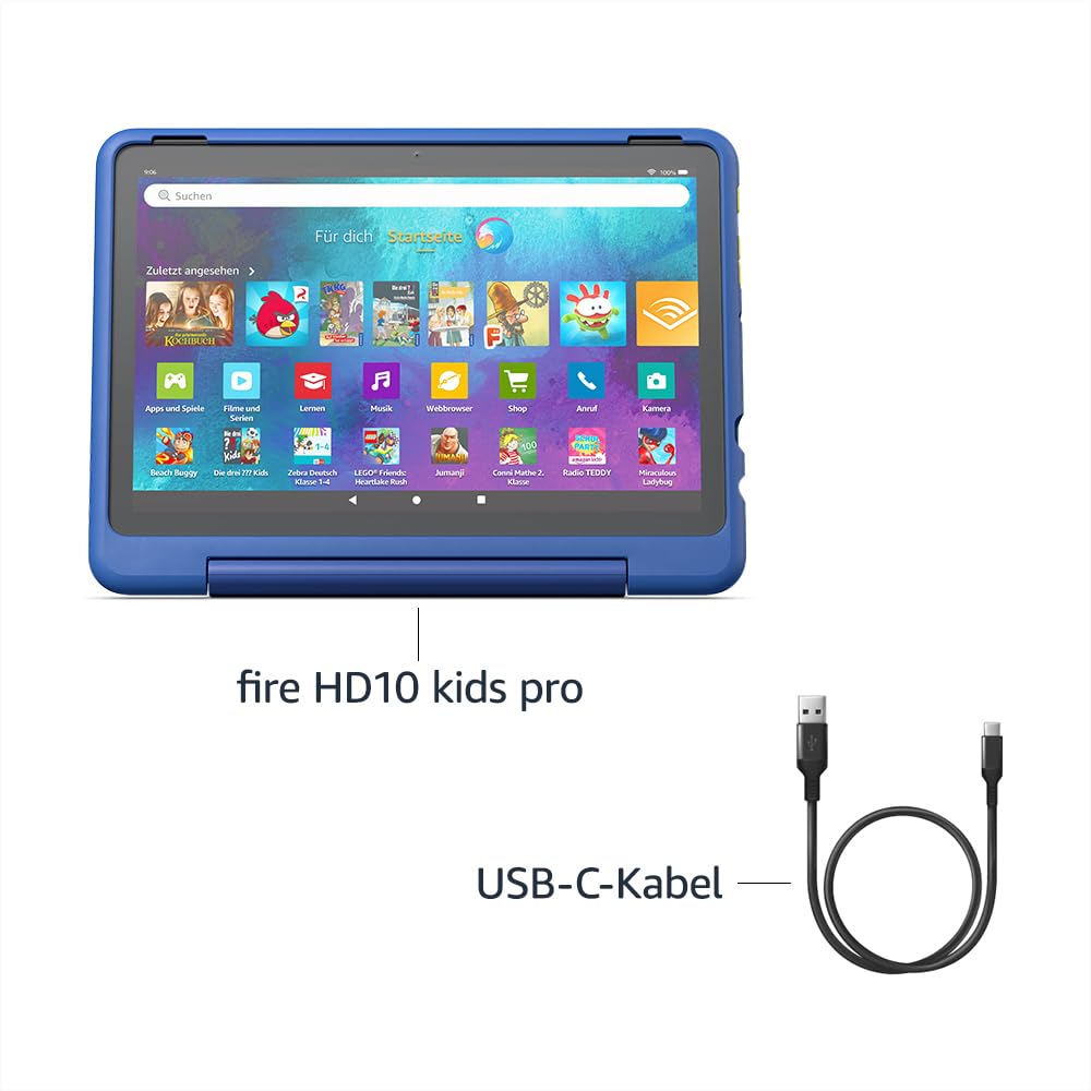Fire HD 10 Kids Pro-Tablet (Neueste Generation), für Kinder ab dem Grundschulalter | 10-Zoll-Display, lange Akkulaufzeit, Kindersicherung und dünne Hülle | Version 2023, 32 GB, Sternennebel-Design