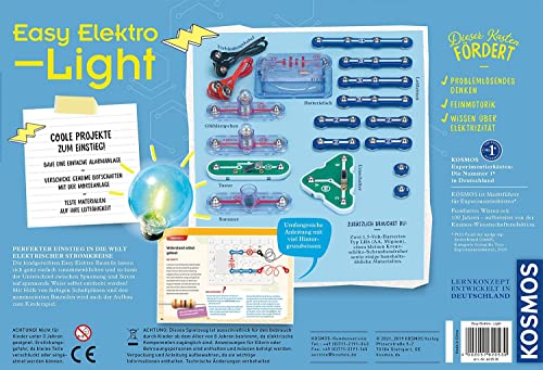 KOSMOS 620530 Easy Elektro - Light. Erste elektrische Stromkreise erstellen. Spielerisch die Elektrizität entdecken. Experimentierkasten zu Elektrotechnik für Kinder ab 8-12 Jahre